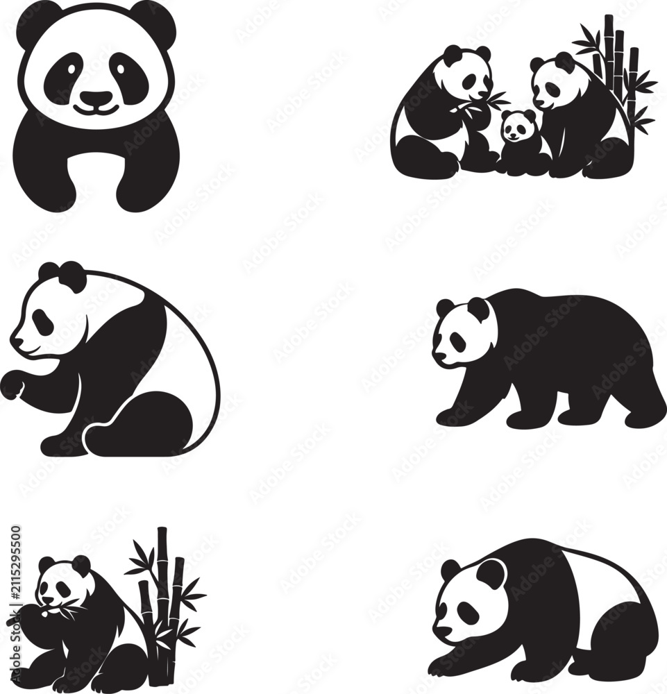 Obraz premium Panda Silhouette Vector