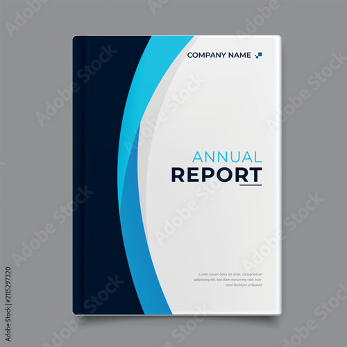 Modern Blue Corporate Annual Report Cover Template,A sleek corporate annual report cover with minimalist blue curves and professional layout for business documentation and branding purposes.