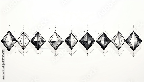 Geometric diamonds form a repeating pattern, rendered in line art