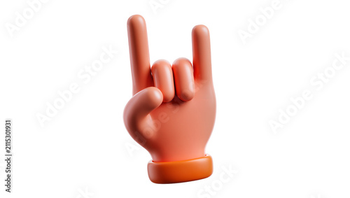 Canvastavla Isolated 3D hand making rock on gesture showing heavy metal sign or I love you s