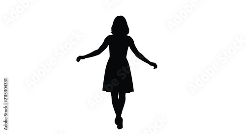 Slika na platnu Silhouette of a Woman Dancing Gracefully with Outstretched Arms.