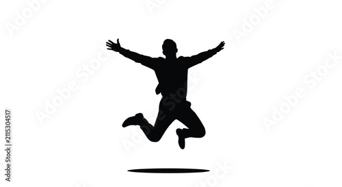 Tableau sur toile Silhouette of a Person Jumping with Joy in Midair.