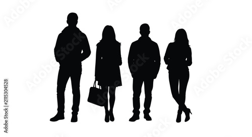 Foto Silhouettes of Four Businesspeople Standing Together.