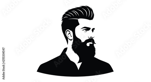 Cuadro en lienzo Stylish Man with Beard and Modern Haircut Portrait.