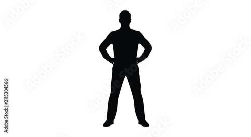 Foto Silhouette of a Confident Person Standing with Hands on Hips.