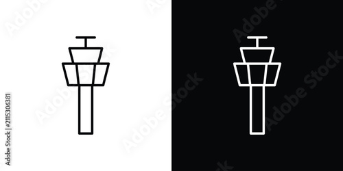 Obraz na płótnie Control Tower icon line art symbols set