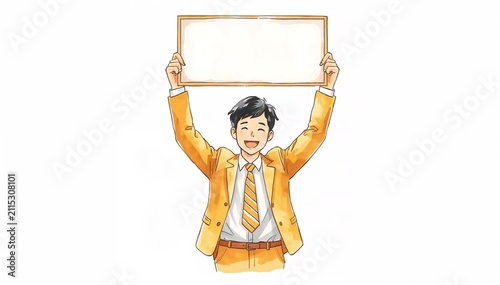 フリップを持った学生のイラストデザイン3 - 1