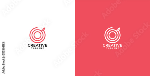 Minimalist concentric circle logo with upward arrow for modern business strategy and creative growth concepts