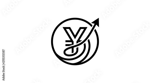 Yen currency symbol with upward arrow icon