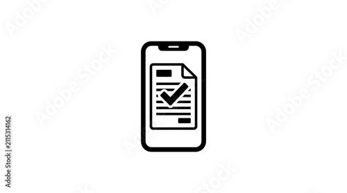 Mobile phone showing document with checkmark