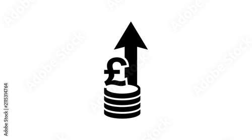 Pound sterling currency growth upward arrow icon