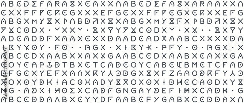 Abstract Geometric Pattern of Cryptic Symbols and Glyphs