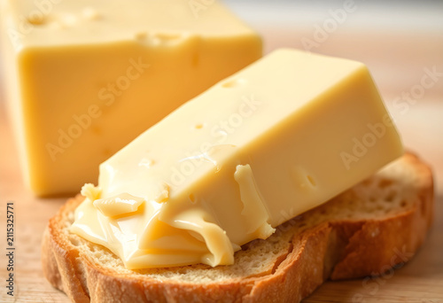 Slice of melting butter on ...