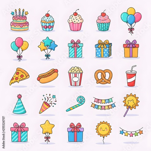 Set of birthday elements