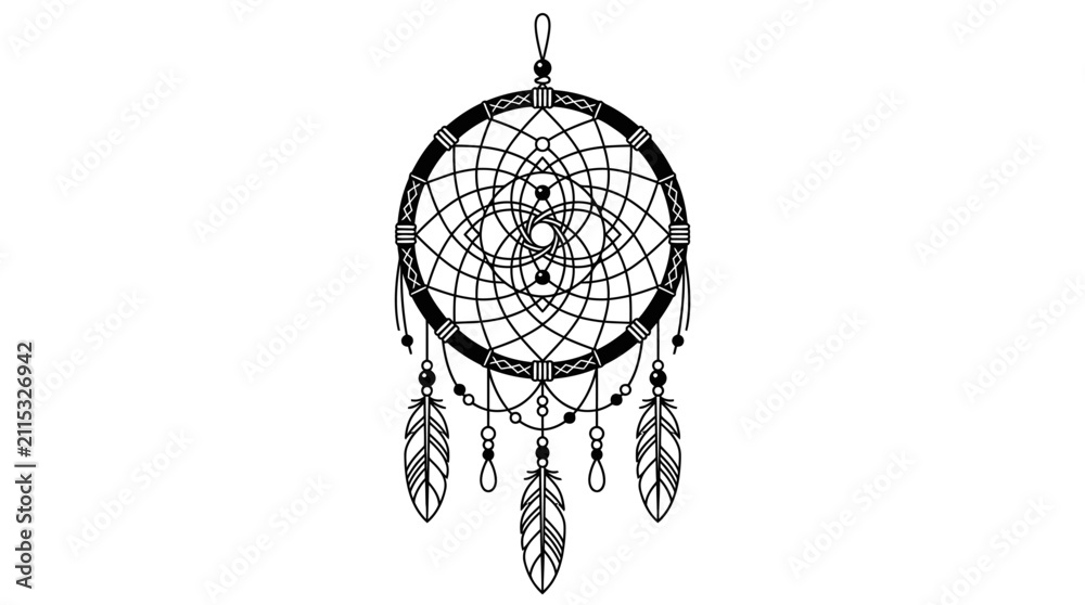 Obraz premium Dreamcatcher with feathers and beads