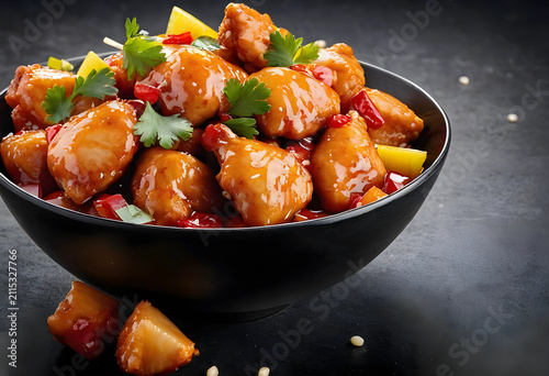 Sweet and sour chicken in a...