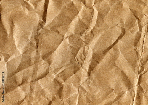 Bild auf Leinwand Large high-quality brown crumpled paper bag real texture background