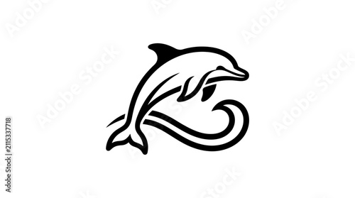 Stylized dolphin jumping over wave icon