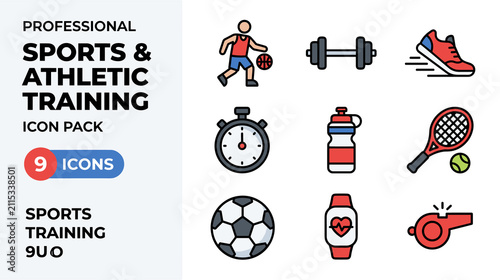 Sports and Athletic Training Icon Pack for Fitness and Health