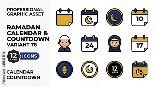 Ramadan Calendar Icons Set