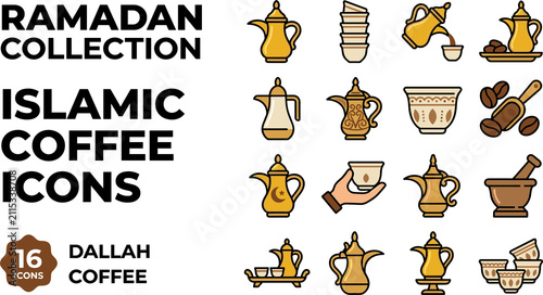 Islamic Coffee Dallah Icons Ramadan Collection