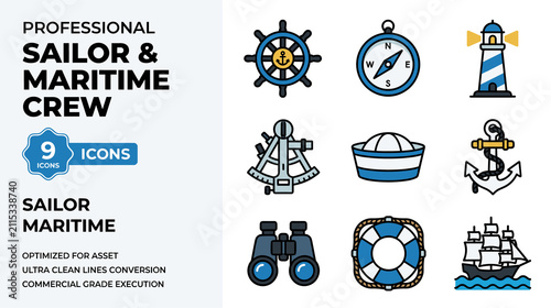 Nautical Icons Collection Sailor Maritime Crew Set