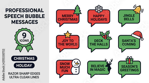Christmas Holiday Speech Bubble Icons Festive Messages Collection
