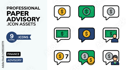 Professional Finance Advisory Icon Set for Business Communication