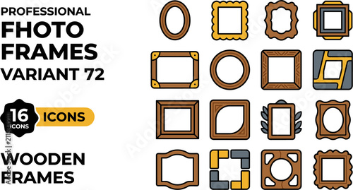Collection of 16 Graphic Design Photo Frames Icons