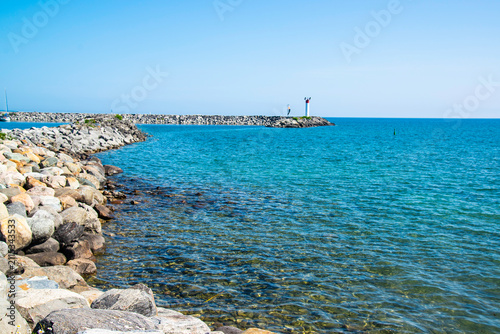 Meaford, Canada - July 7 2026: Peaceful Meaford shoreline overlooking Georgian Bay with rocky beaches, calm waters, and expansive skies reflecting Ontario’s natural lakeside beauty