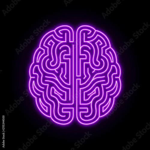 Intricate Neon Brain Labyrinth Design on Black Background, Symbolizing Creativity and Cognitive Exploration