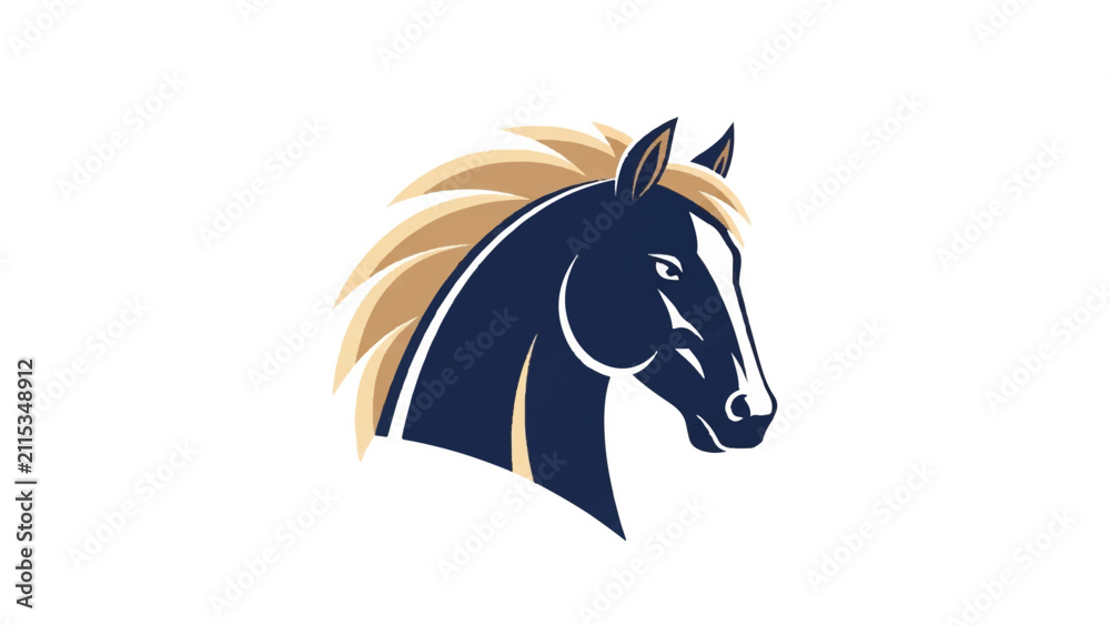 Fototapeta premium Stylized Horse Head Illustration with Flowing Mane 2.