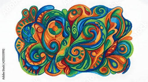 Vibrant Abstract Swirling Organic Shapes and Patterns.