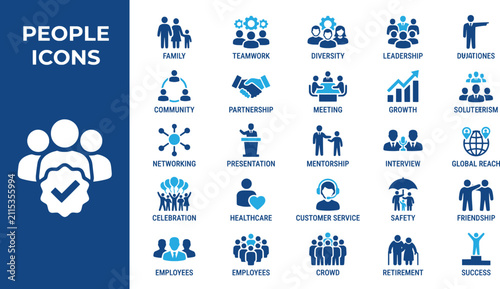 Bild auf Leinwand Diverse people icons representing teamwork leadership and community in a clean v