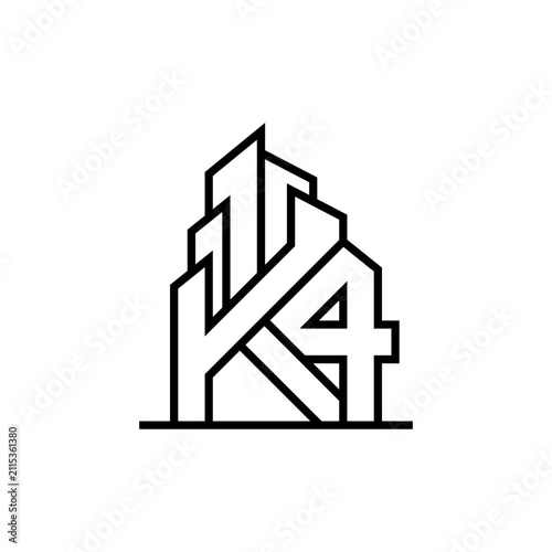 letter number K4 monogram logo builder real estate