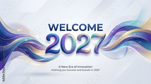 Welcome Class of 2027 Chrome Typography Graduation Celebration Design