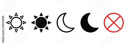 Фотография Sun and Moon Icons with Prohibition Symbol Vector Illustration