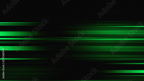Canvastavla Abstract green neon light streaks on black background for gaming and technology