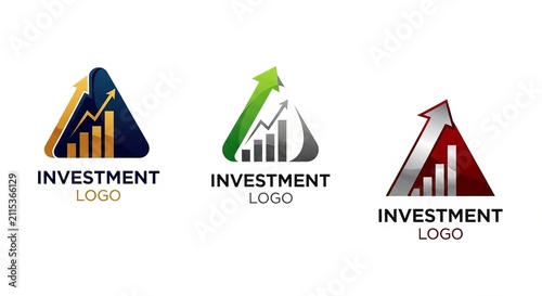 Investment Logo Designs with Upward Trend Arrows and Charts.