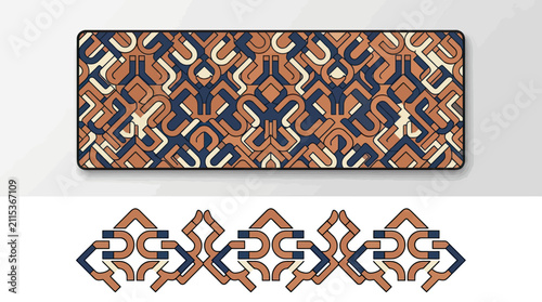 Ornate interlocking geometric knot pattern in tan.
