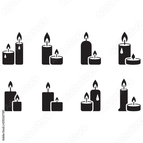 Black silhouette of people using coffee machines and cups