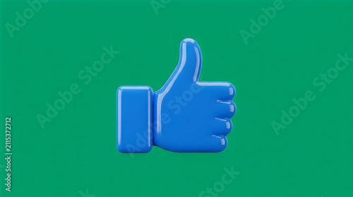 Blue thumbs up icon on green background