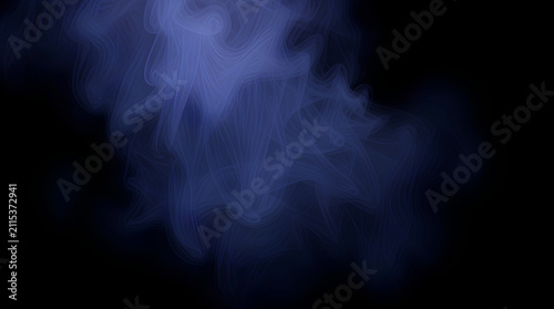 Electric Blue Smoke Abstract on Black Background, Mystical Fog, Cinematic Overlay