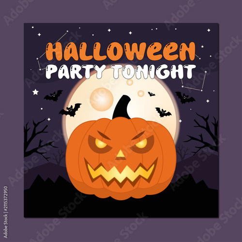 Foto Halloween Party Tonight Flyer Editable Vector Poster Template