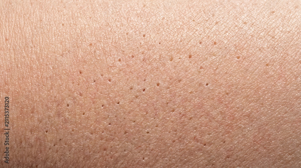 Fototapeta premium Macro photograph of human skin grain texture highlighting visible pores and epidermis