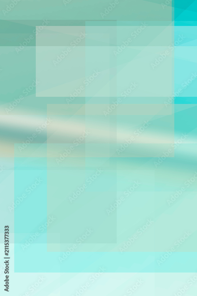 Obraz premium Translucent turquoise blocks float under a light haze, forming a calming geometric abstract background suitable for UI headers, slides, and product pages.