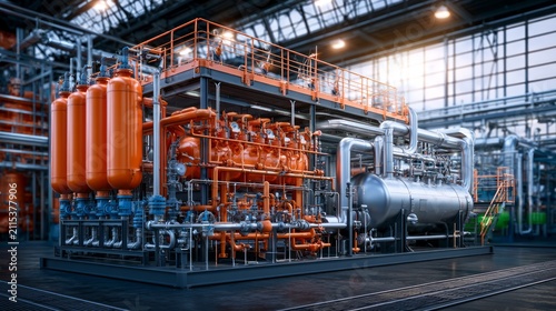 Industrial Gas Conditioning Equipment with Skid Design in Modern Manufacturing Facility