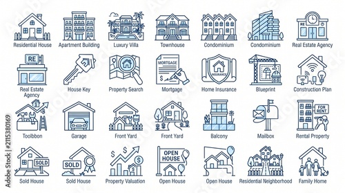Real Estate Icons A Comprehensive Collection for Property Transactions and Services