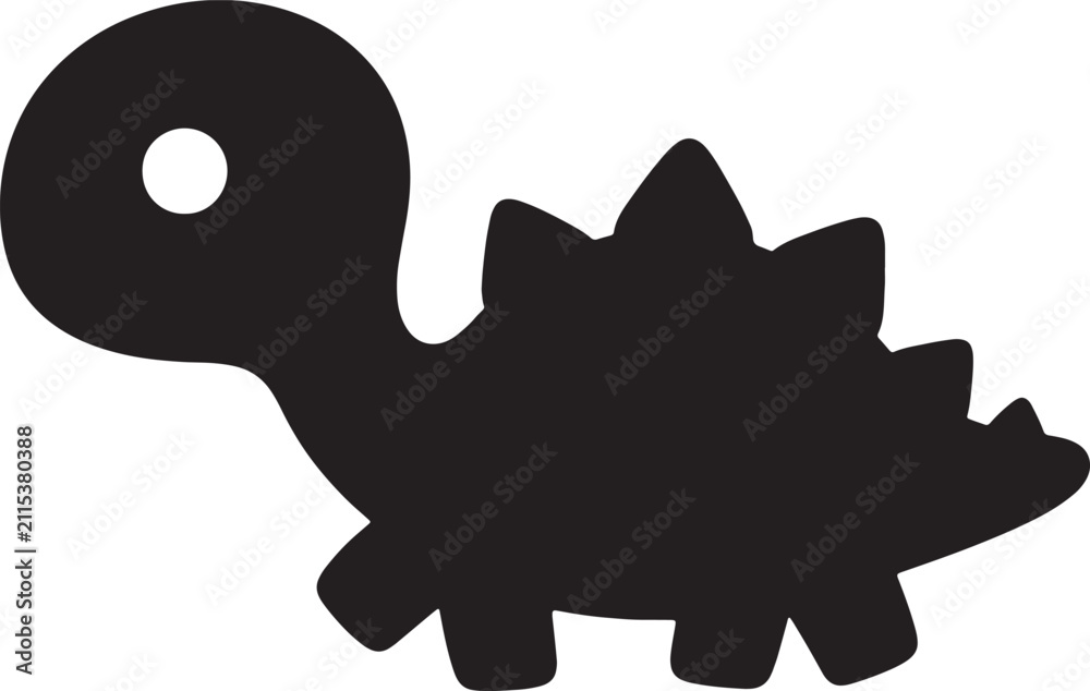 Fototapeta premium Minimalist cute dinosaur silhouette graphic with dinosaur silhouette prehistoric isolated creature paleontology