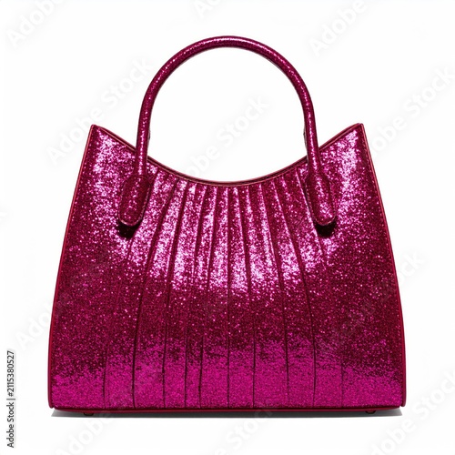 Sparkling fuchsia pleated handbag with elegant top handles